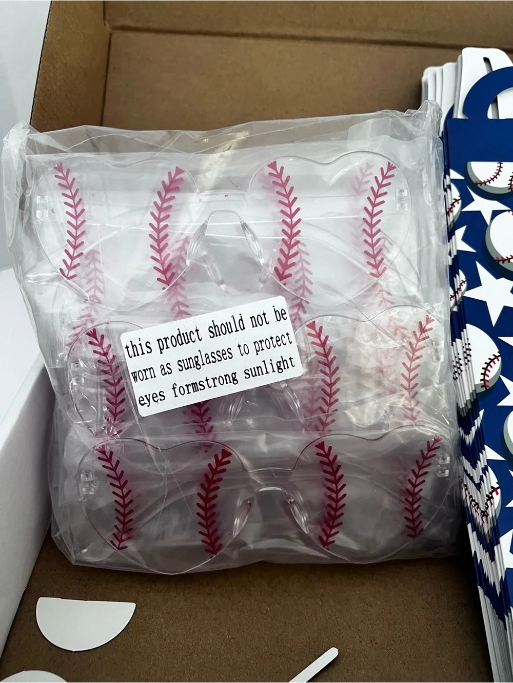 32 Piece Baseball Party Favor set with Sunglasses & Party Boxes - 2 Sets (64pcs)
